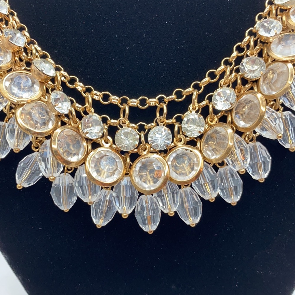 Vintage Multi-Layer Crystal Statement Necklace - image 2